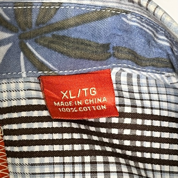 XL Tommy Bahama Flip Cuff Button Down Blue and Brown plaid shirt - Picture 7 of 13